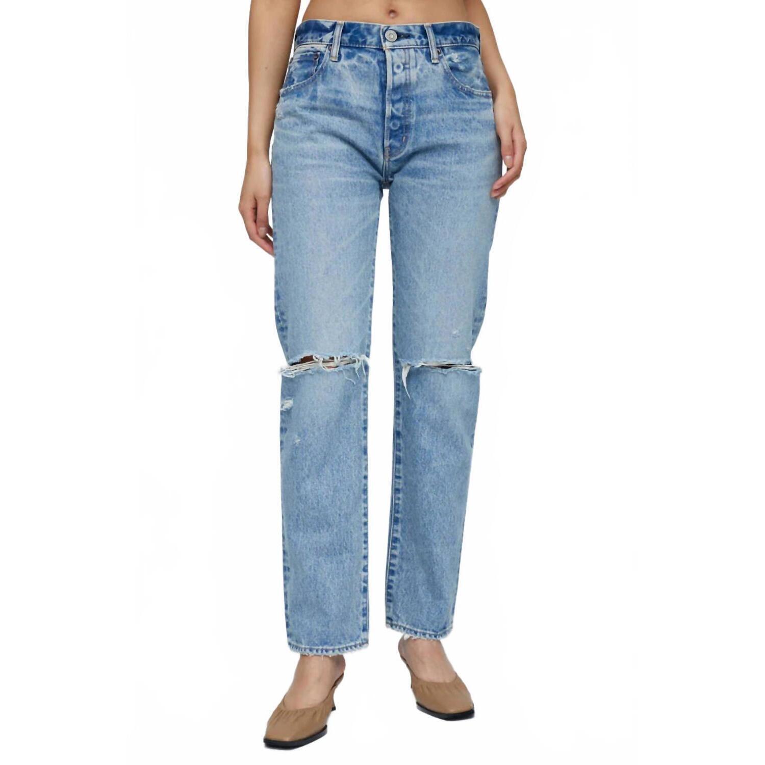 New Moussy Belmont Straight Leg Jean In Light Blue